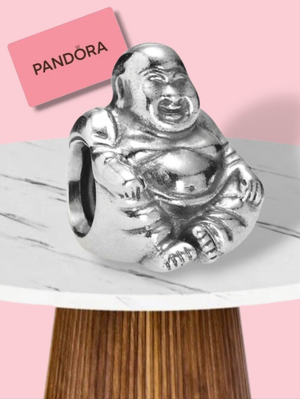 PANDORA Retired Meditation "Smiling Buddha" Sterling Silver 925 Bead Charm